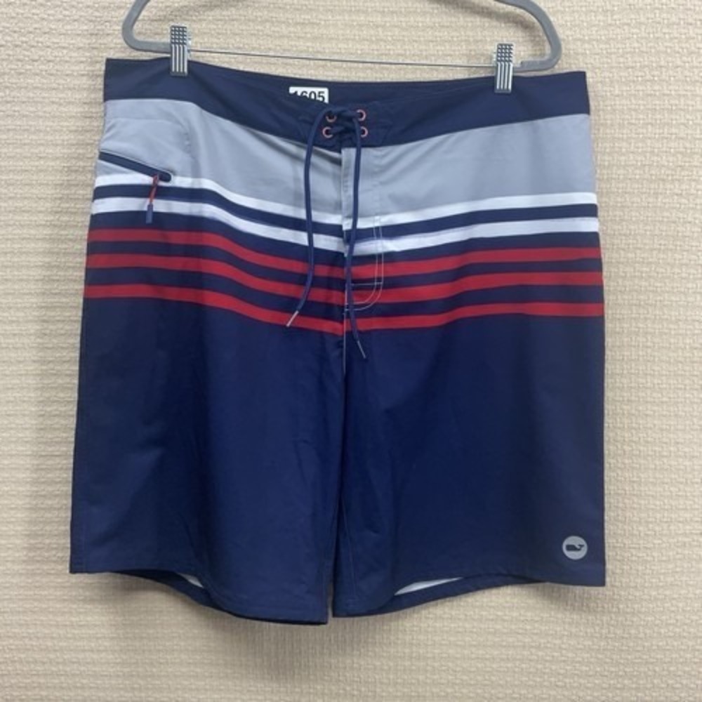 Vineyard Vines Blue Striped‎ Performance Swim Trunks Board Shorts Men 40 China